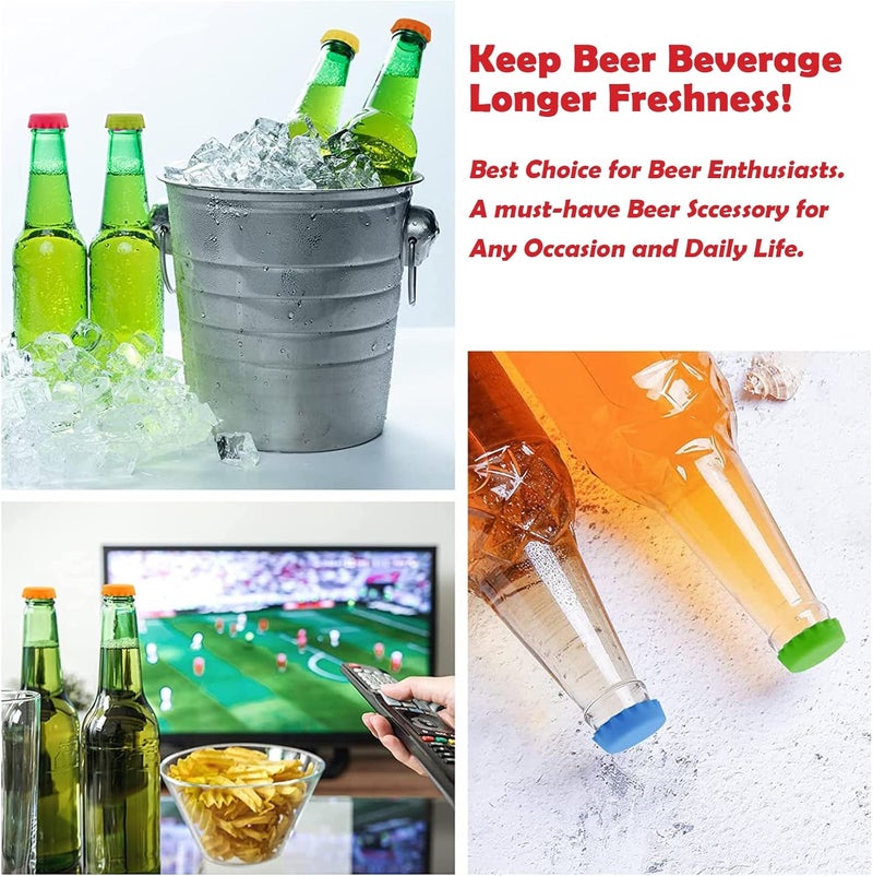 Superjackwang Bottle Caps, Beer Bottle Caps Silicone Reusable Soda Bottle Stopper Hat Sealer Cover for Soft Drink, Beverages, HomeBrew, Kitchen Gadgets, Prevent Spillage, Dishwasher Safe, BPA-Free (Mix, 6 Pack) - Image 3
